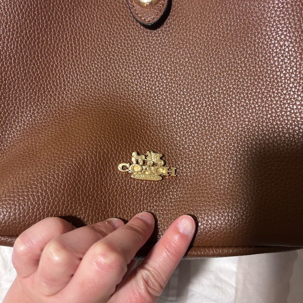 Hadley Brown Pebbled Leather Shoulder Bag with Gold Hardware - Picture 5 of 9